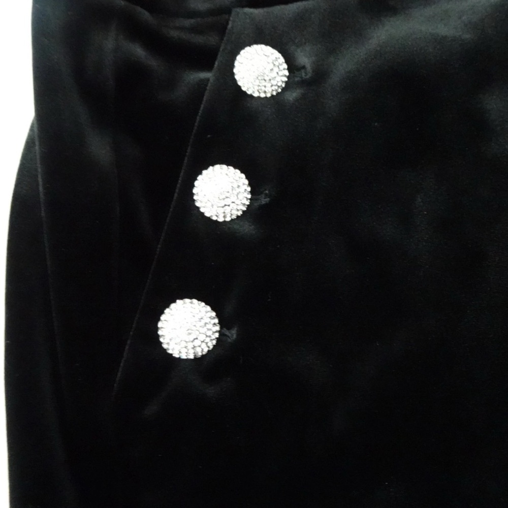 Karl Lagerfeld Velvet Pants Women's Size 12 Black Wide Leg Rhinestone Detail. - Picture 8 of 13